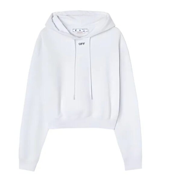 OFF WHITE Logo Printed Drawstring Hoodie in White Size XXS - Picture 1 of 8